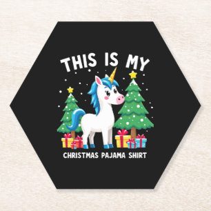 Porta-copo De Papel Esta é Minha Camisa de Pijama de Natal Unicórnio P