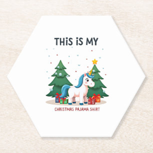 Porta-copo De Papel Esta é Minha Camisa de Pijama de Natal Unicórnio P