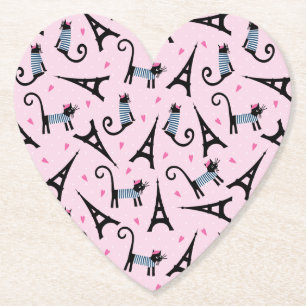 Porta-copo De Papel Estilo francês gato vestido com teste padrão da