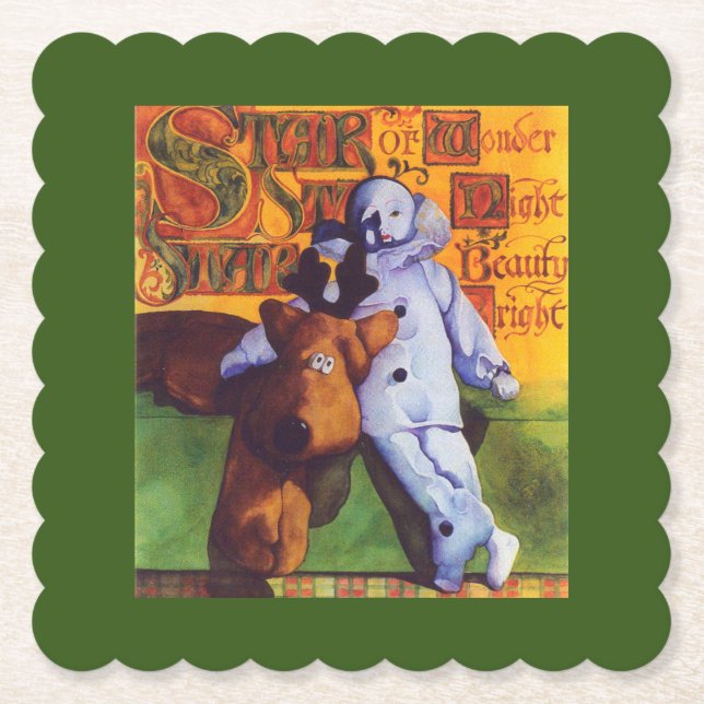 Porta-copo De Papel ESTRELA DE Portas copos de Papel Escalonado/Verde  (Frente)