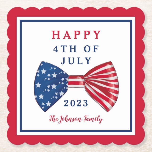 Porta-copo De Papel Estrelas Patrióticas E Greve 4 De Julho (Frente)