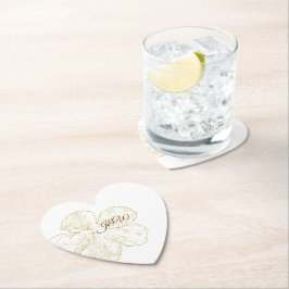 Porta-copo De Papel Etiqueta de Favor de Coração de Casamento Floral B
