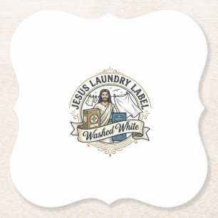 Porta-copo De Papel Etiqueta de Lavanderia Jesus Lavado Branco Jesus L