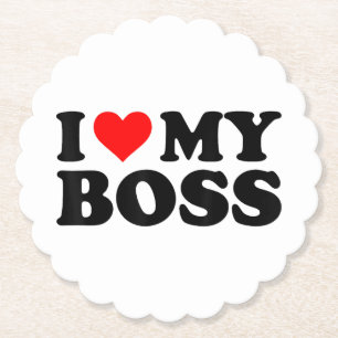Porta-copo De Papel Eu Amo Meu Chefe Engraçado Coração Vermelho Chefe