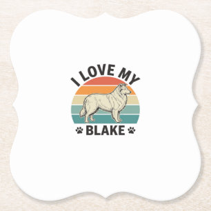 Porta-copo De Papel Eu Amo Meu Design de Gravura Retro Blake Dog_1