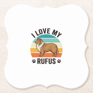 Porta-copo De Papel Eu Amo Meu Rufus Design de Cachorro Vintage_1