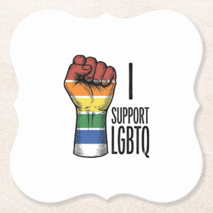 Porta-copo De Papel Eu Apoio Camisa de Punho Orgulho Vintage LGBTQ Des