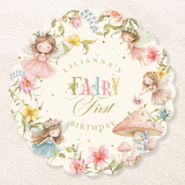 Porta-copo De Papel Fairy First Birthday Colorful Bright Wildflower
