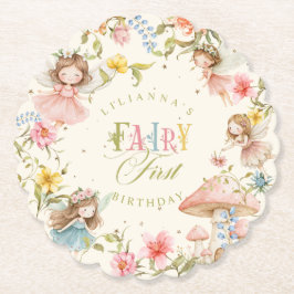 Porta-copo De Papel Fairy First Birthday Colorful Bright Wildflower