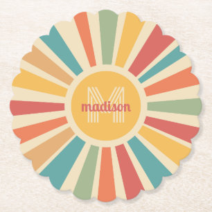 Porta-copo De Papel Faixas Retroativas de Monograma e Nome Personaliza