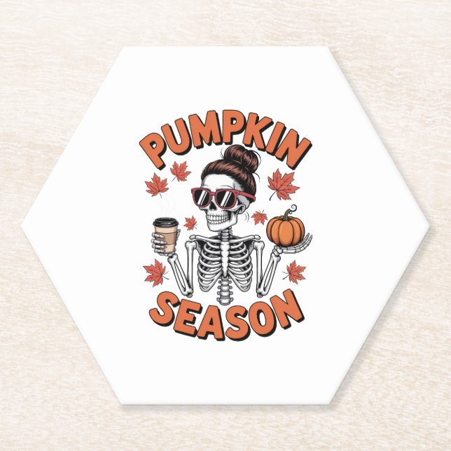 Porta-copo De Papel Fall Autumn Pumpkin (Frente)