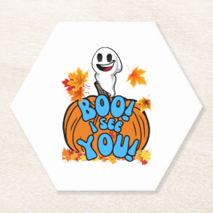 Porta-copo De Papel Fall Fall Fall Halloween Boo! Eu te vejo! Adesivo
