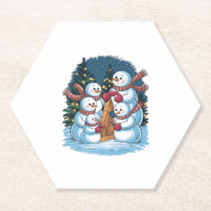 Porta-copo De Papel Família Joyful Snowman