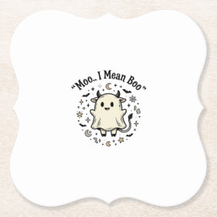 Porta-copo De Papel Fantasma de Vaca Fofo do Halloween Moo Boo Design 