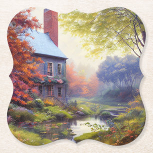 Porta-copo De Papel Farmhouse/stream/bosque/pintura