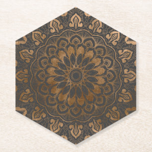Porta-copo De Papel Faux Dourada Shimmer Mandala