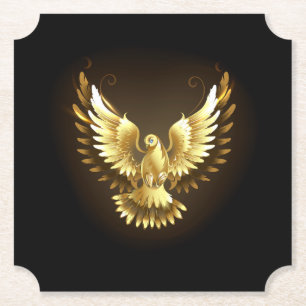 Porta-copo De Papel Faux Gold Foil Peace Dove em Preto