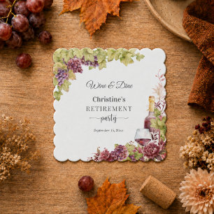 Porta-copo De Papel Favor de festa de aposentadoria Chic Wine and Dine