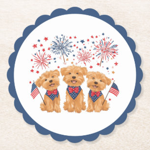 Porta-copo De Papel Feliz 4 de Julho Yorkie Dogs