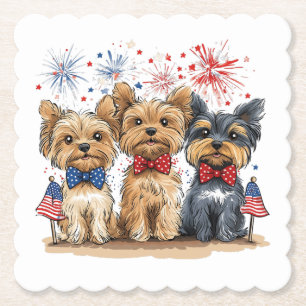 Porta-copo De Papel Feliz 4 De Julho Yorkshire Terrier Dogs