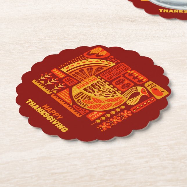 Porta-copo De Papel Feliz Ação de Graças Geométrico Abstrato Orange Br (Angular)
