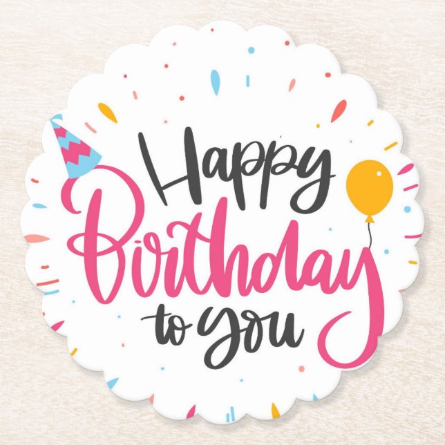 Porta-copo De Papel Feliz aniversário (Frente)