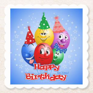 Porta-copo De Papel Feliz Aniversário, Balões Engraçados,