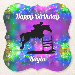 Porta-copo De Papel Feliz Aniversário Cavalo Caçador Saltador Equestre