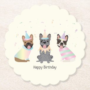 Porta-copo De Papel Feliz Aniversário dos Buldogues Franceses