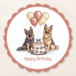 Porta-copo De Papel Feliz aniversário German shepherd Cães Bolo de Ani