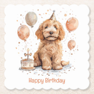 Porta-copo De Papel Feliz aniversário Goldendoodle Cachorro de Anivers