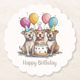 Porta-copo De Papel Feliz Aniversário Pit Bull Cães