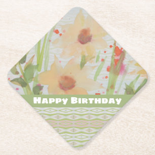 Porta-copo De Papel Feliz Aniversário Porta copos Flores