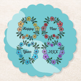 PORTA-COPO DE PAPEL FELIZ ANO NOVO 20XX PERSONALIZADO E FLOWERS WREATH