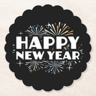 Porta-copo De Papel Feliz Ano Novo Fogos de Artifício Divertido Réveil