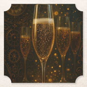 Porta-copo De Papel Feliz Ano Novo Steampunk Champagne Glamouroso