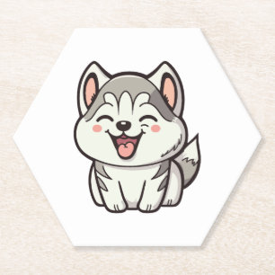 Porta-copo De Papel Feliz cão siberiano