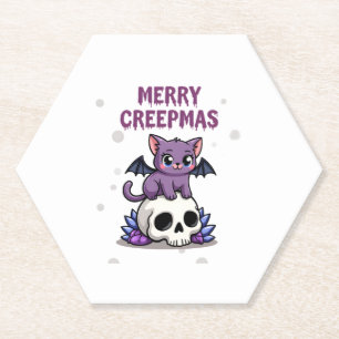 Porta-copo De Papel Feliz Creepmas Gato Pastel Goth Natal Caveira T-S