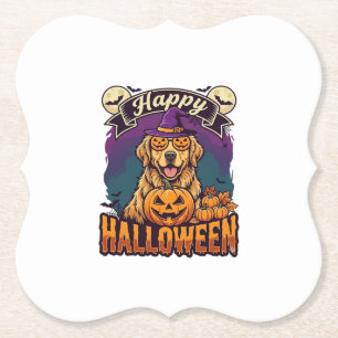 Porta-copo De Papel Feliz Dia das Bruxas Golden Retriever Chapéu de Br