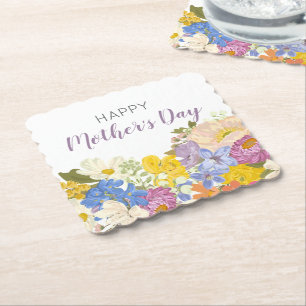 Porta-copo De Papel Feliz Dia das Mães Flora em Flor
