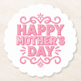 Porta-copo De Papel Feliz Dia das Mães Rosa Vintage