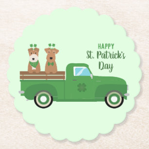 Porta-copo De Papel Feliz Dia de São Patrício Fox Terrier Dog