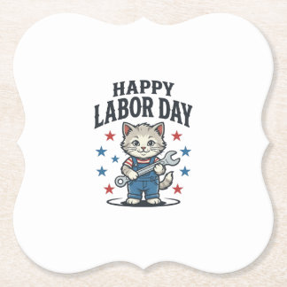 Porta-copo De Papel Feliz Dia do Trabalhador Gato Patriota Desenho Vin