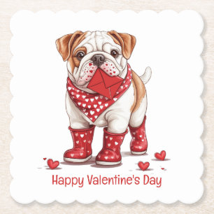 Porta-copo De Papel Feliz Dia dos Namorados Bulldog Inglês