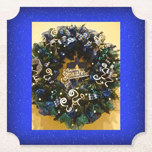 Porta-copo De Papel Feliz Feriado Judaico Hanukkah Wreath (Frente)