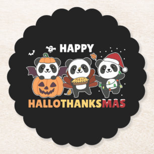 Porta-copo De Papel Feliz Hallothanksmas Pandas Christmas Panda