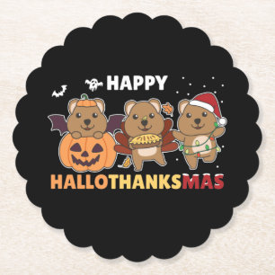 Porta-copo De Papel Feliz Hallothanksmas Quokkas Natal Quokka