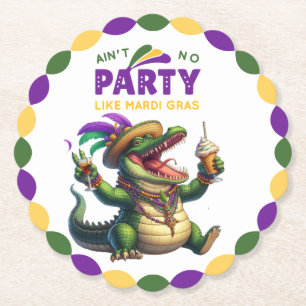 Porta-copo De Papel Feliz Mardi Gras Alligator