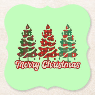 Porta-copo De Papel Feliz Natal Árvores de Xadrez Búfalo Design-42019