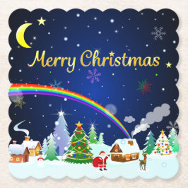 Porta-copo De Papel Feliz Natal com Crescent Moon